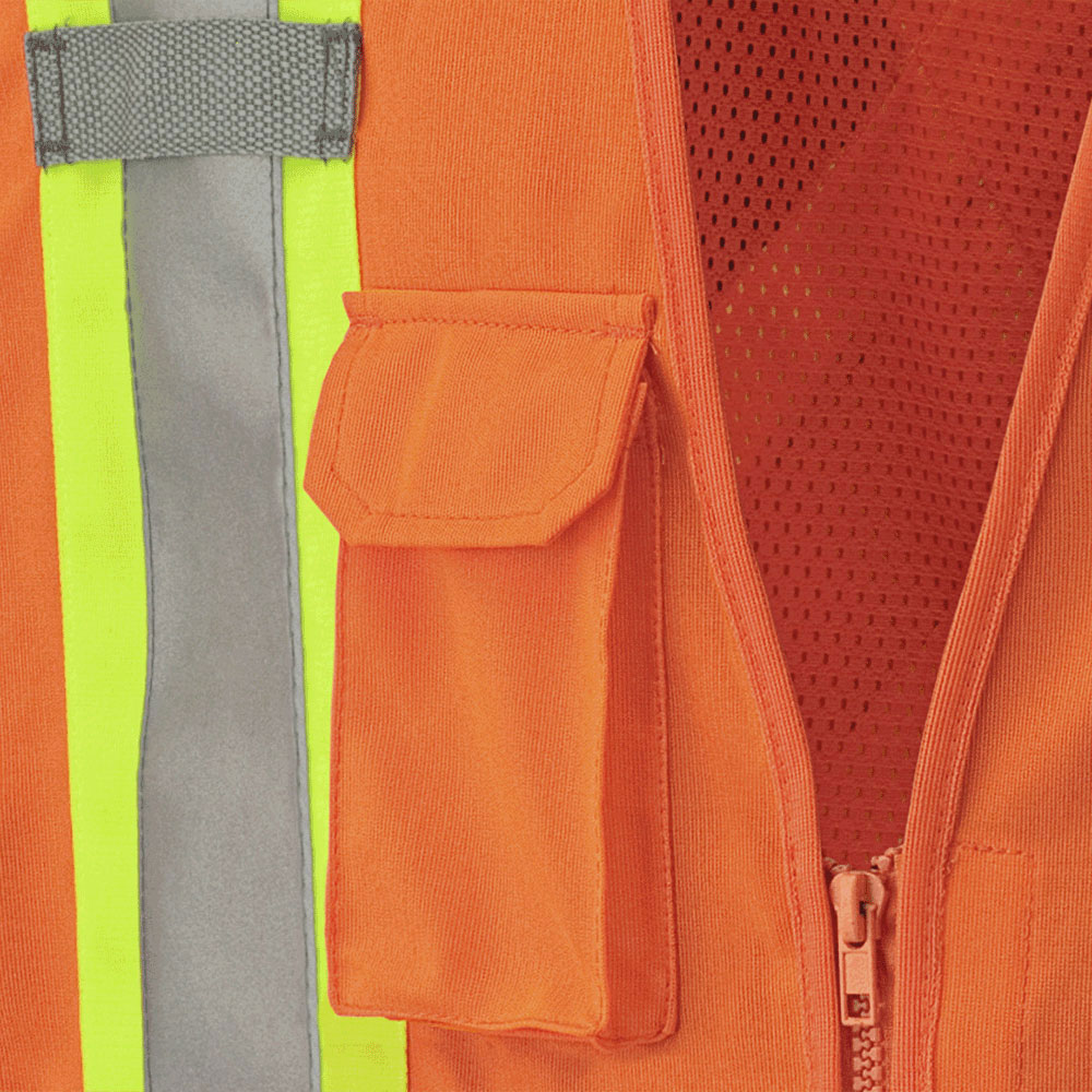 Hi-Vis Tricot Poly Safety Vest - Mesh-Back - 5-pt Tear-Away Hi-Vis Orange - XL product photo