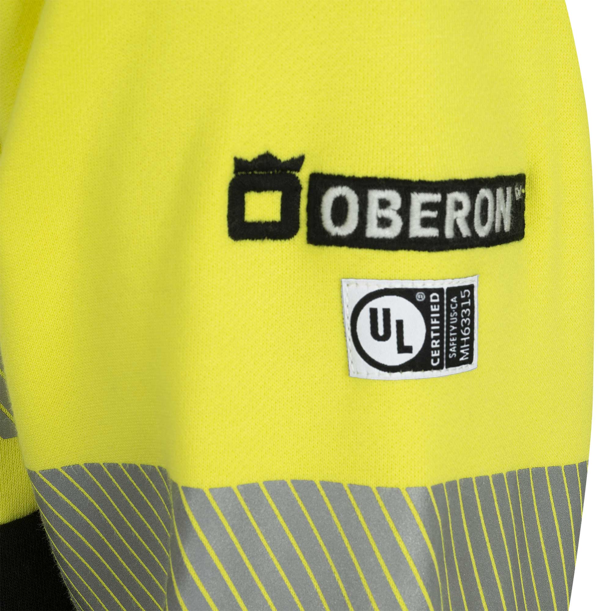 Hi-Vis 100% FR/Arc-Rated Heavyweight 12 oz Cotton Fleece Pullover Hoodie w/Black Bottom - Hi-Vis Yellow - XL product photo