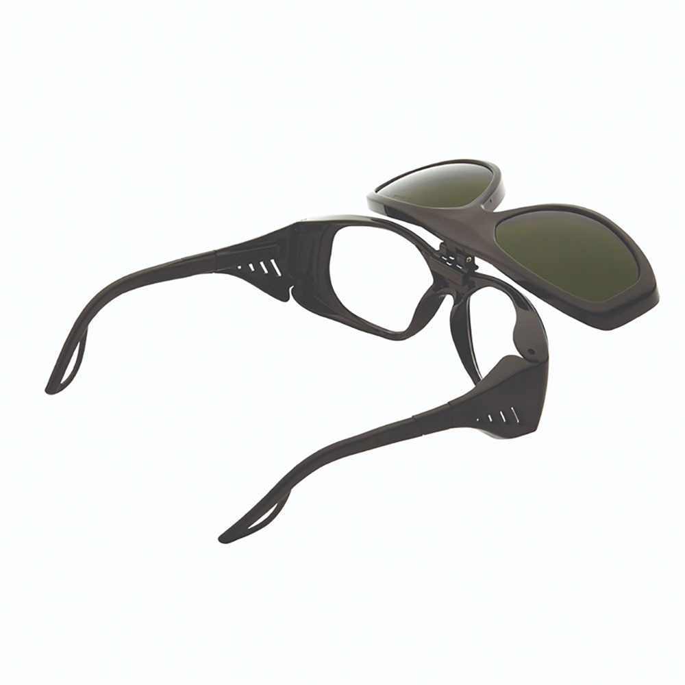 X35 Safety Glasses - Black Frame - Clear Lens - Shade 5 Flip product photo