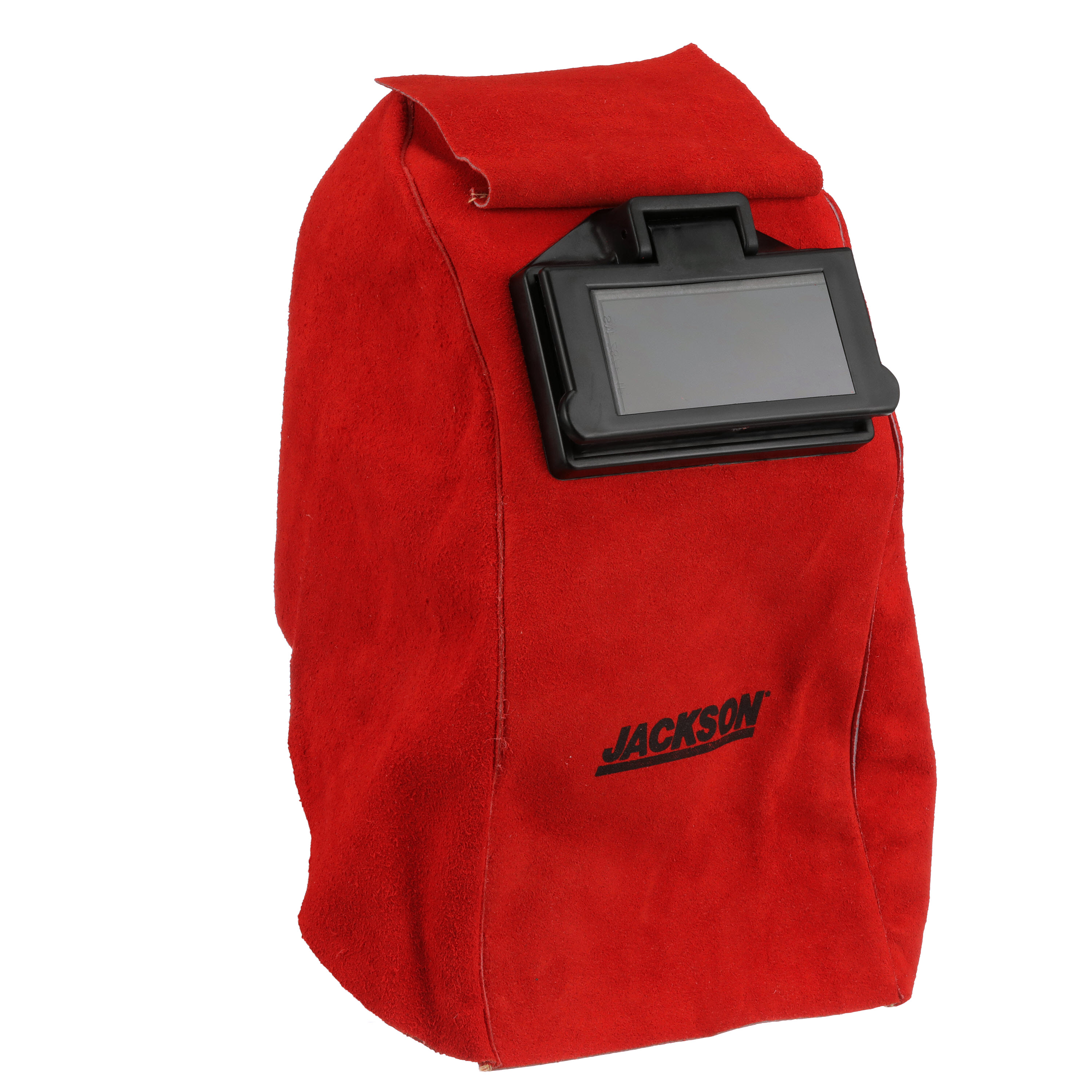 Huntsman Leather Welding Helmet - Lift Front - 2" x 4.25" - Red product photo