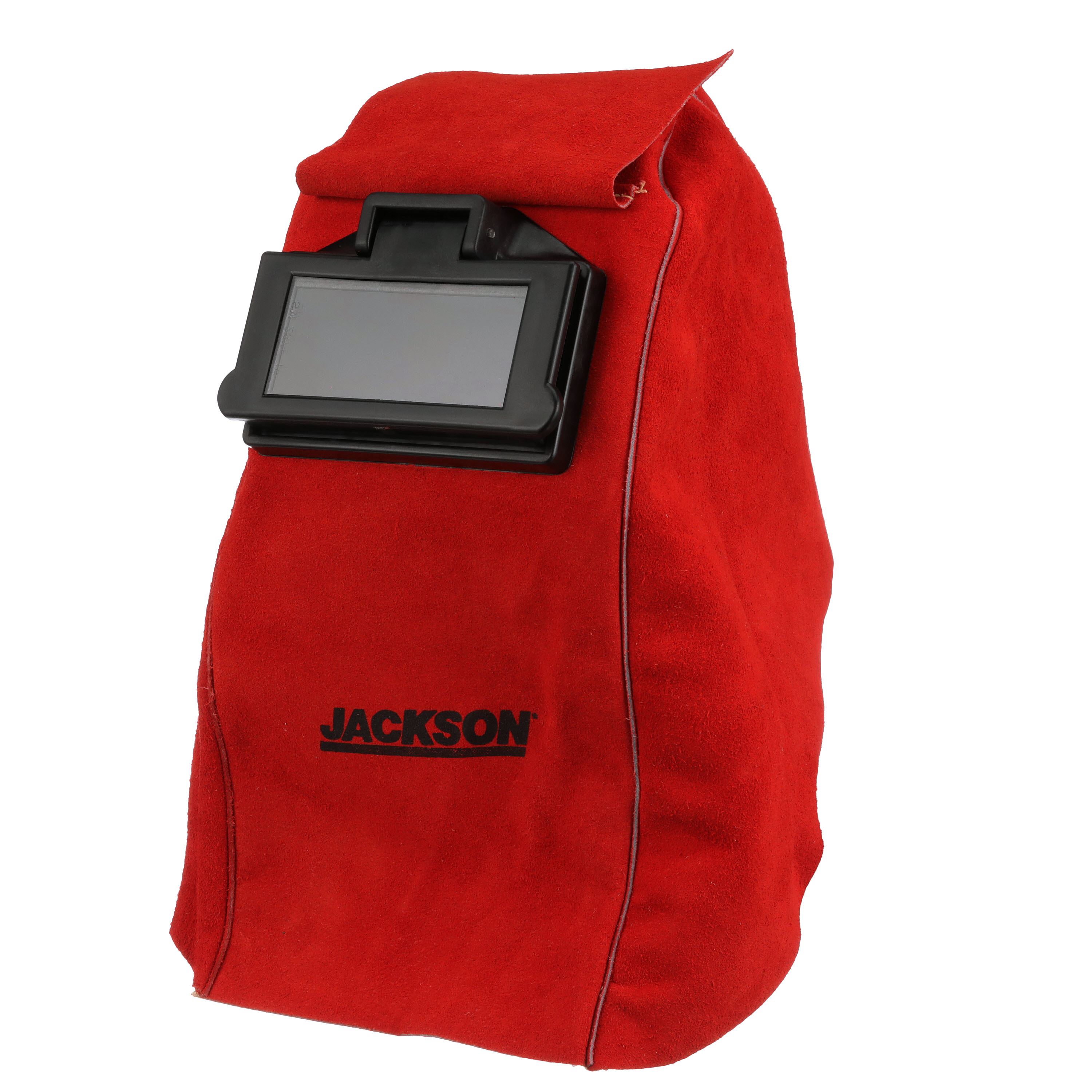 Huntsman Leather Welding Helmet - Lift Front - 2" x 4.25" - Red product photo