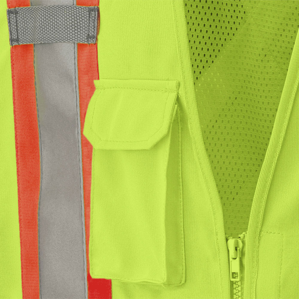 Hi-Vis Tricot Poly Safety Vest - Mesh-Back - 5-pt Tear-Away - Hi-Vis Yellow/Green - 5XL product photo