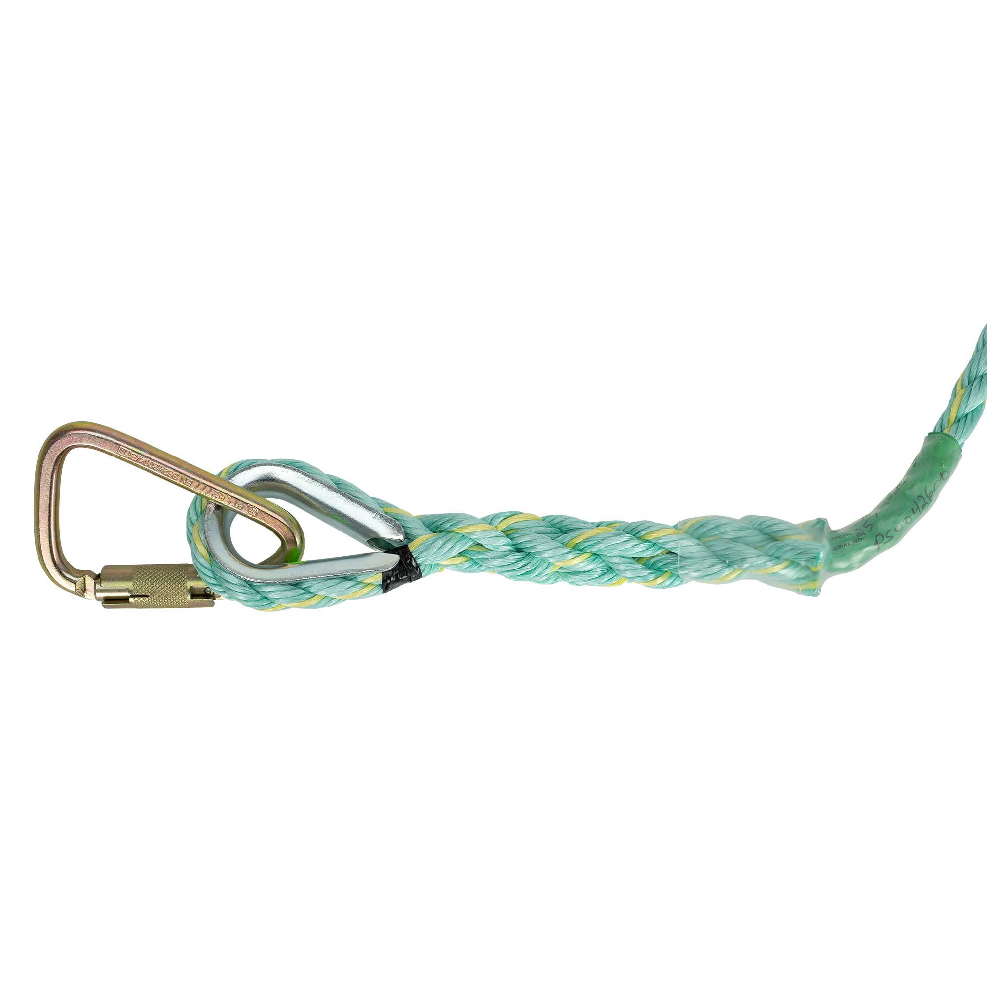 Vertical Lifeline - Premium Extruded Co- Polymer Fibre - Anchor End Carabiner/Trailing End Back Splice - 100 ' product photo