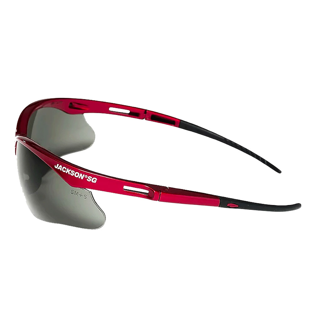 Jackson SG Safety Glasses - Red Frame - Smoke Anti-Scratch Hardcoat Lens product photo