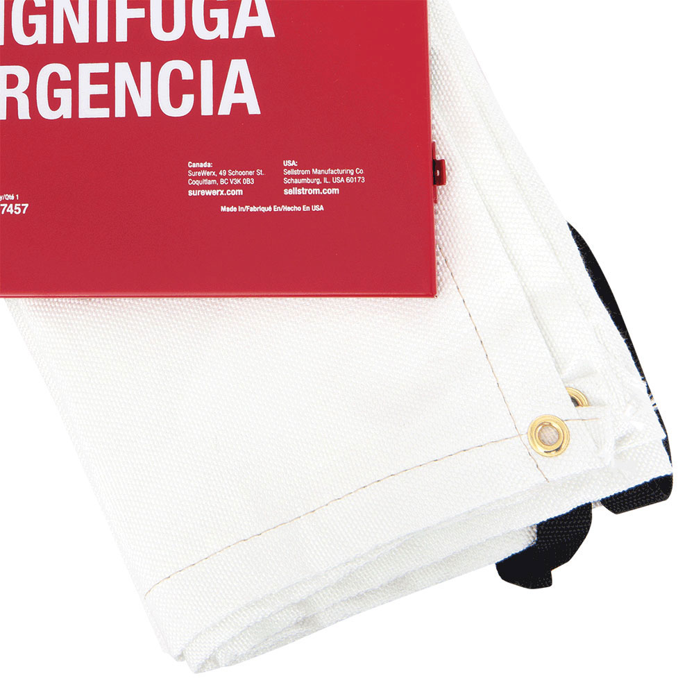 High-Temperature Emergency Fire Blanket - Red Metal Cabinet - Uncoated Fiberglass 18 oz product photo