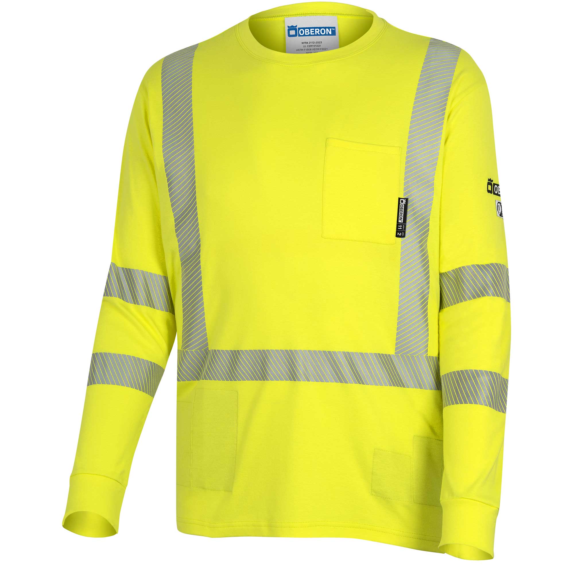 Hi-Vis 100% FR/Arc-Rated 7 oz Cotton Interlock Short-Sleeved Safety Shirt - Hi-Vis Yellow - L product photo