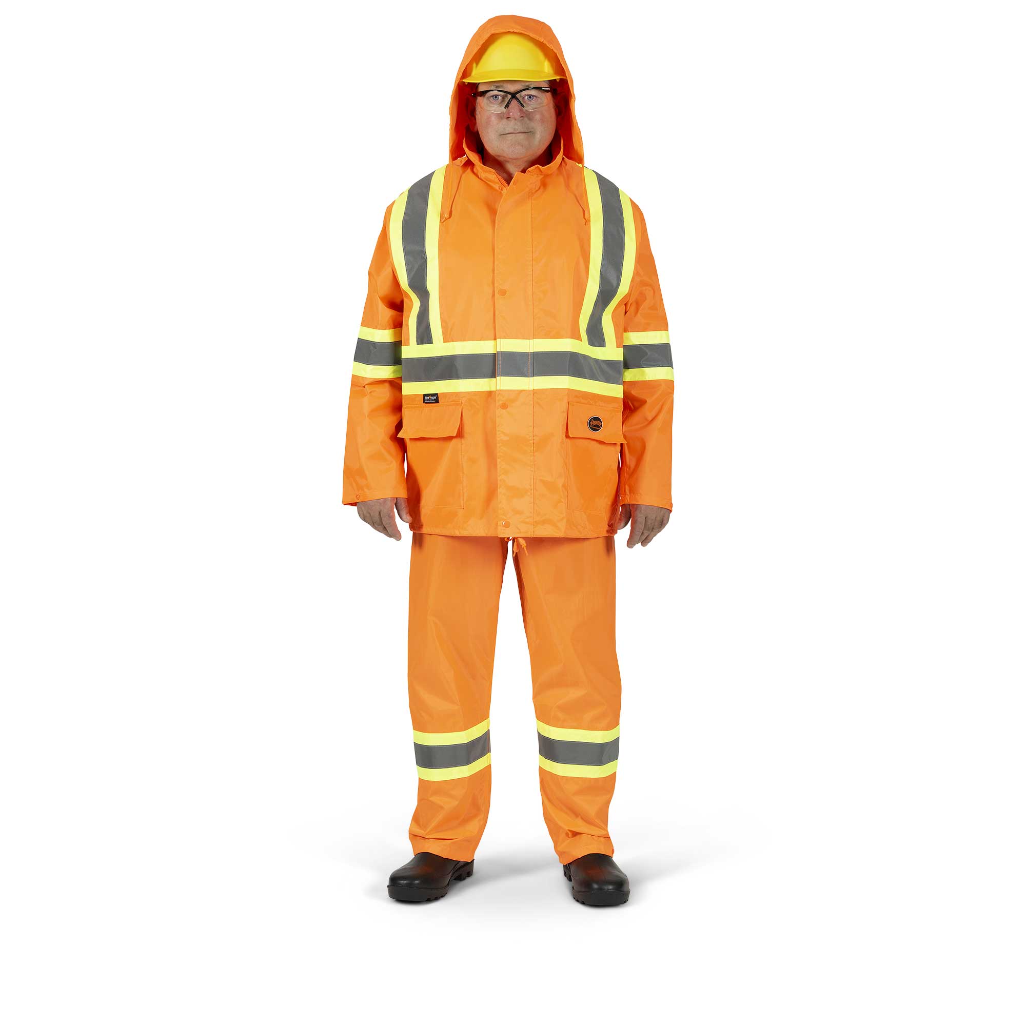 Hi-Vis 210D Oxford Poly/PVC Waterproof Suit - Hi-Vis Orange - 4XL