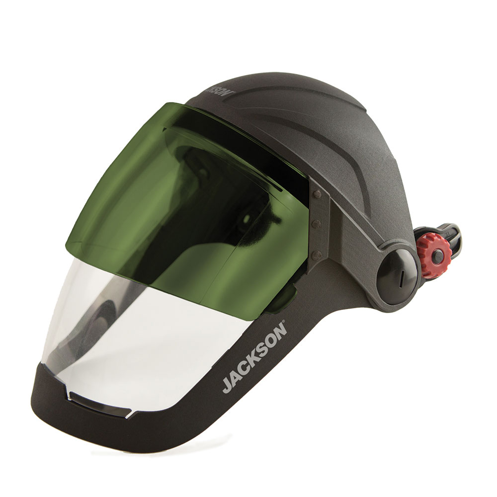 Quad™ 500 Series Face Shield - Universal Adapter - Polycarbonate - Clear - Anti-Fog - Flip-up Shade 8 IR Visor product photo