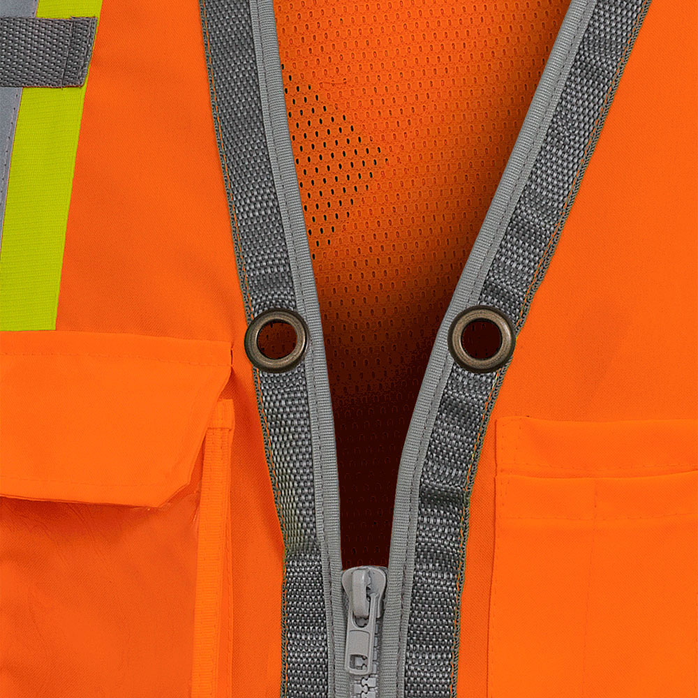 Hi-Vis Surveyor's Safety Vest - Mesh Back - Zip Front - Hi-Vis Orange - S product photo