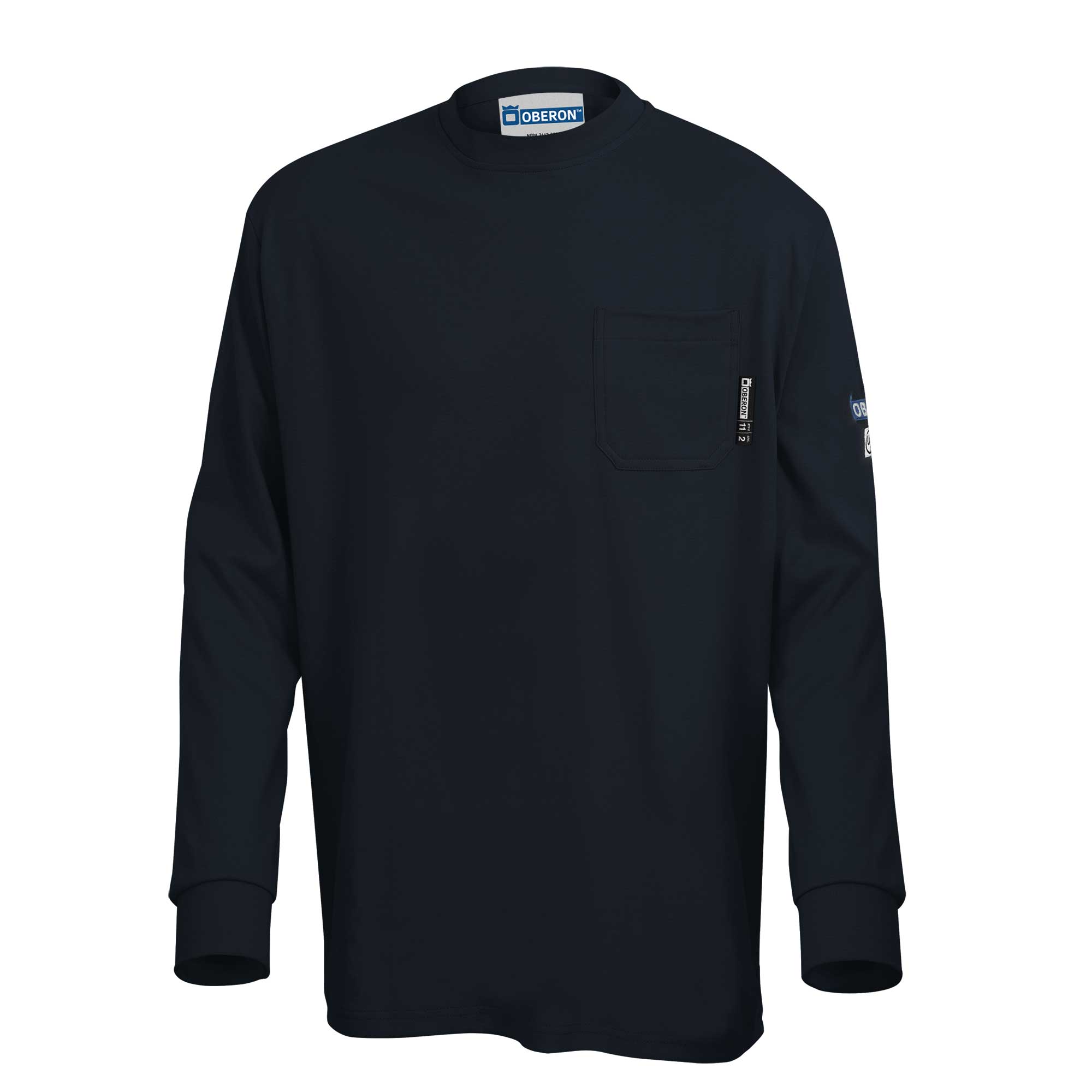 100% FR/Arc-Rated 7 oz Cotton Interlock Short-Sleeved Safety Shirt - Navy - 3XL product photo