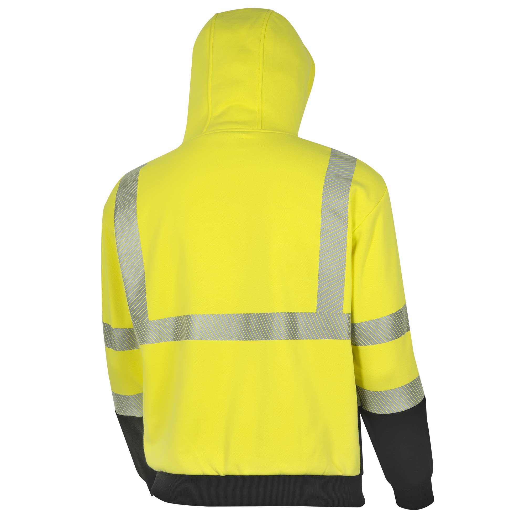 Hi-Vis 100% FR/Arc-Rated Heavyweight 12 oz Cotton Fleece Pullover Hoodie w/Black Bottom - Hi-Vis Yellow - XL product photo