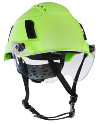 XS2-550V Series Type 2+ Safety Helmet - Vented  - Flip-Up Visor - Hi-Vis Green product photo