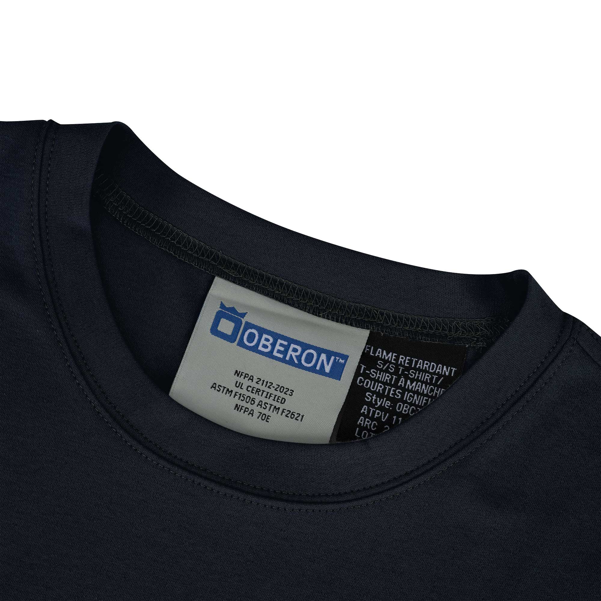 100% FR/Arc-Rated 7 oz Cotton Interlock Safety Shirt - Short Sleeves - Navy - XL product photo