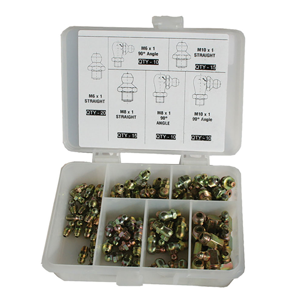 Grease Fitting Kit - Metric - 80 Individual Fittings & Plastic Case product photo