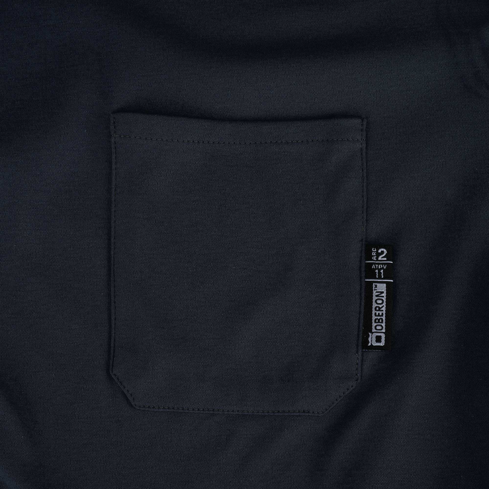 100% FR/Arc-Rated 7 oz Cotton Interlock Safety Shirt - Short Sleeves - Navy - XL product photo