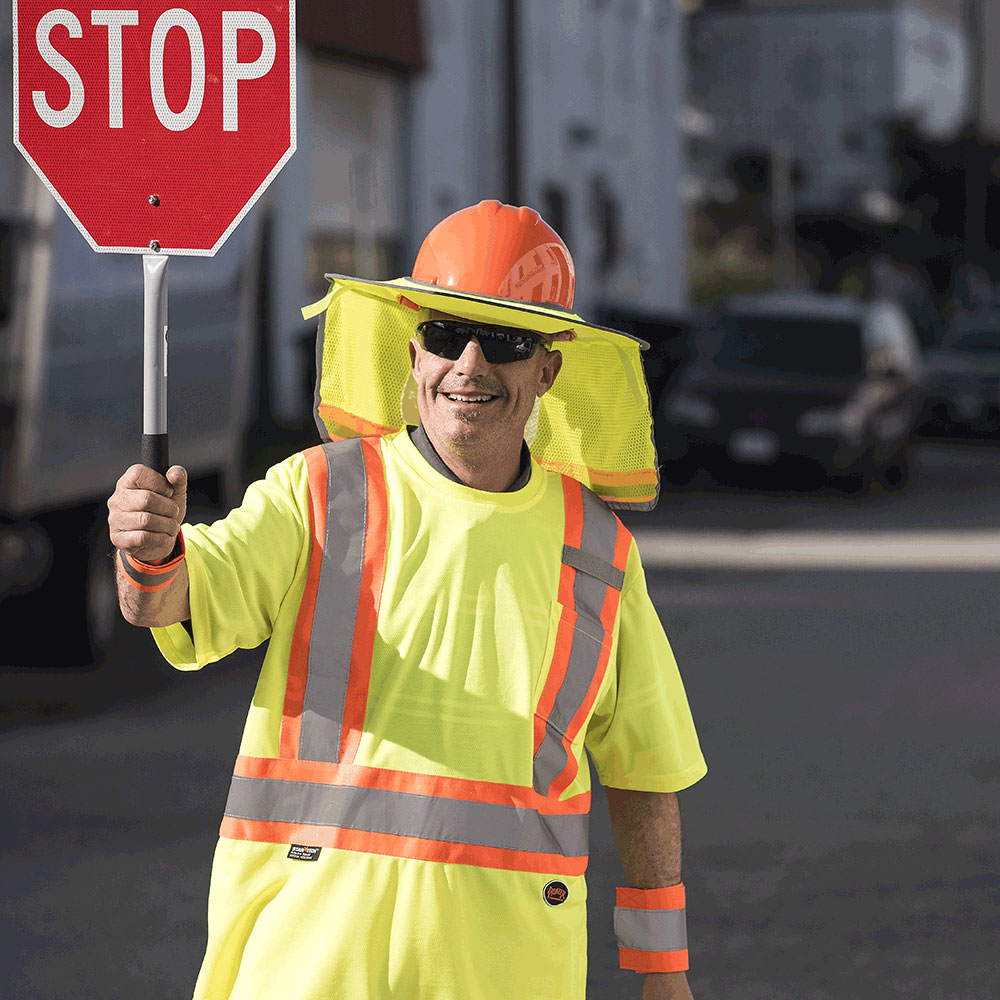 Hi-Vis Foldable Mesh Cooling Hard Hat Sunshade - Hi-Vis Yellow/Green - One Size Fits All product photo