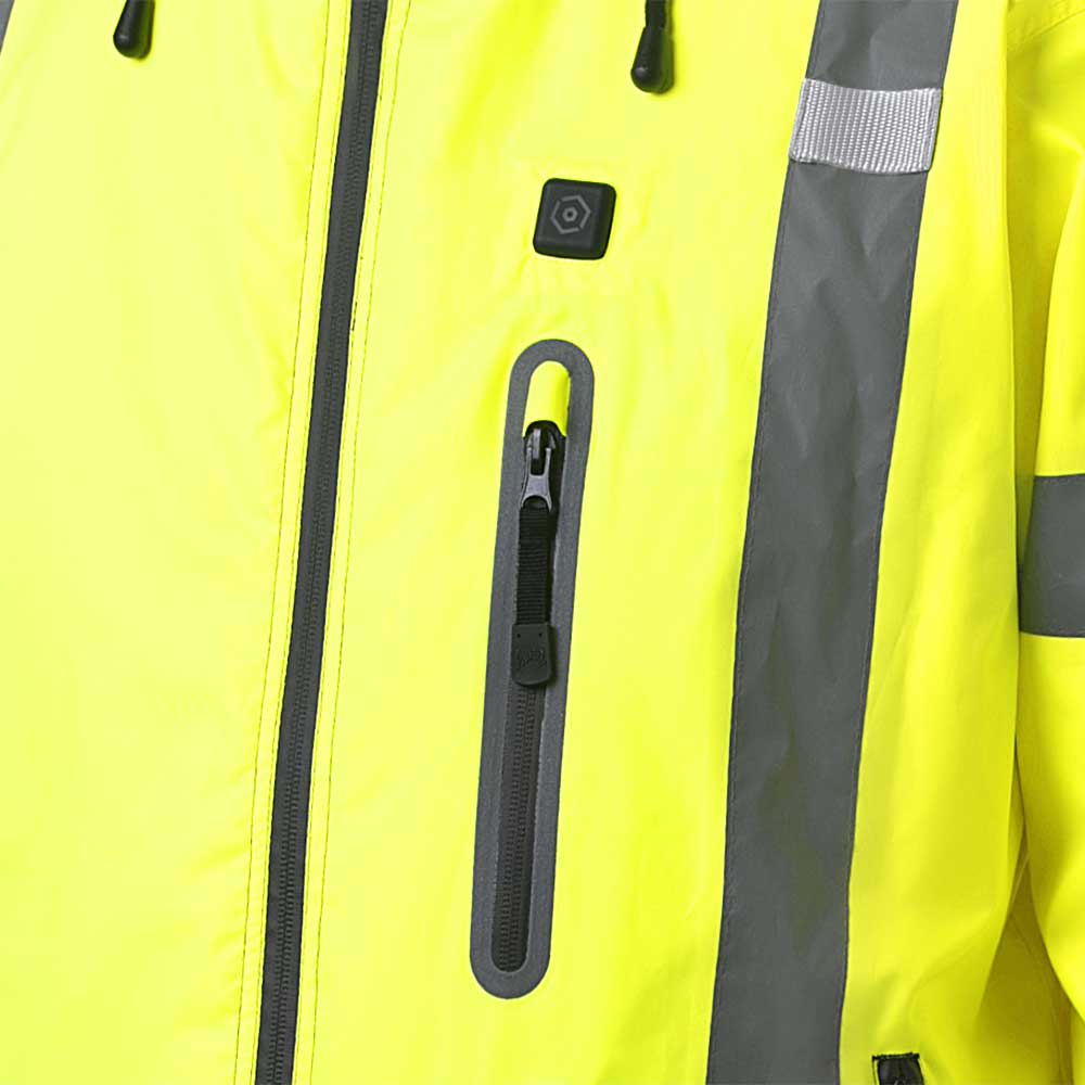 Hi Vis Heated Nano Bomber Jacket - 100% Waterproof - Hi-Vis Yellow/Green - L product photo
