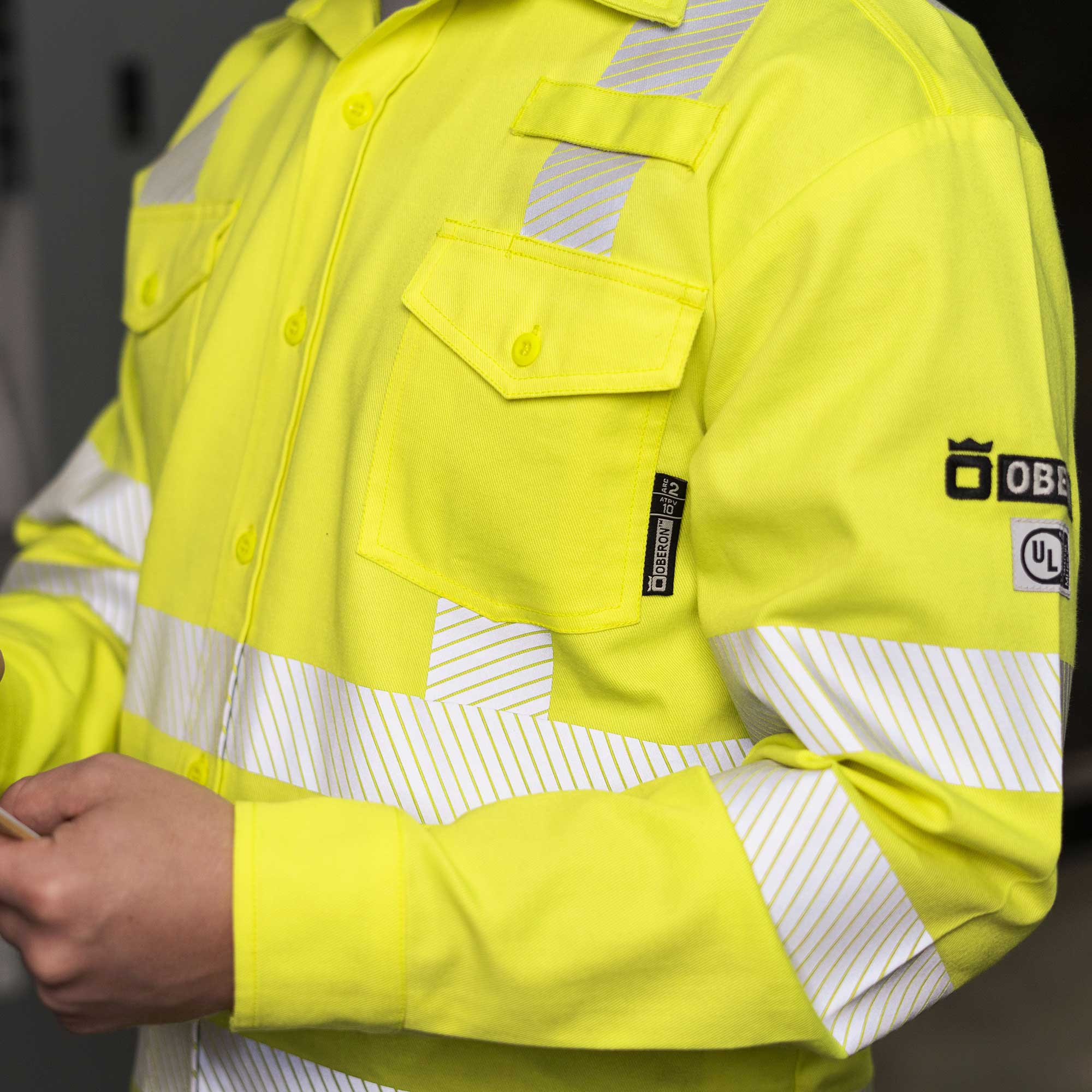 Hi-Vis FR/Arc-Rated 7.5 oz  88/12 Button-Up Safety Shirt - Hi-Vis Yellow - M product photo