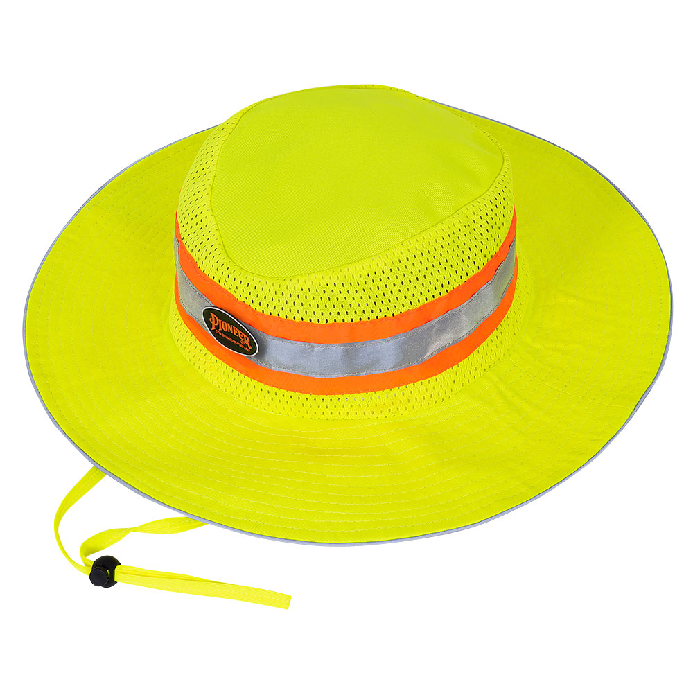 Hi-Vis Cooling Ranger's Hat with Strap - Hi Vis Yellow/Green - O/S product photo