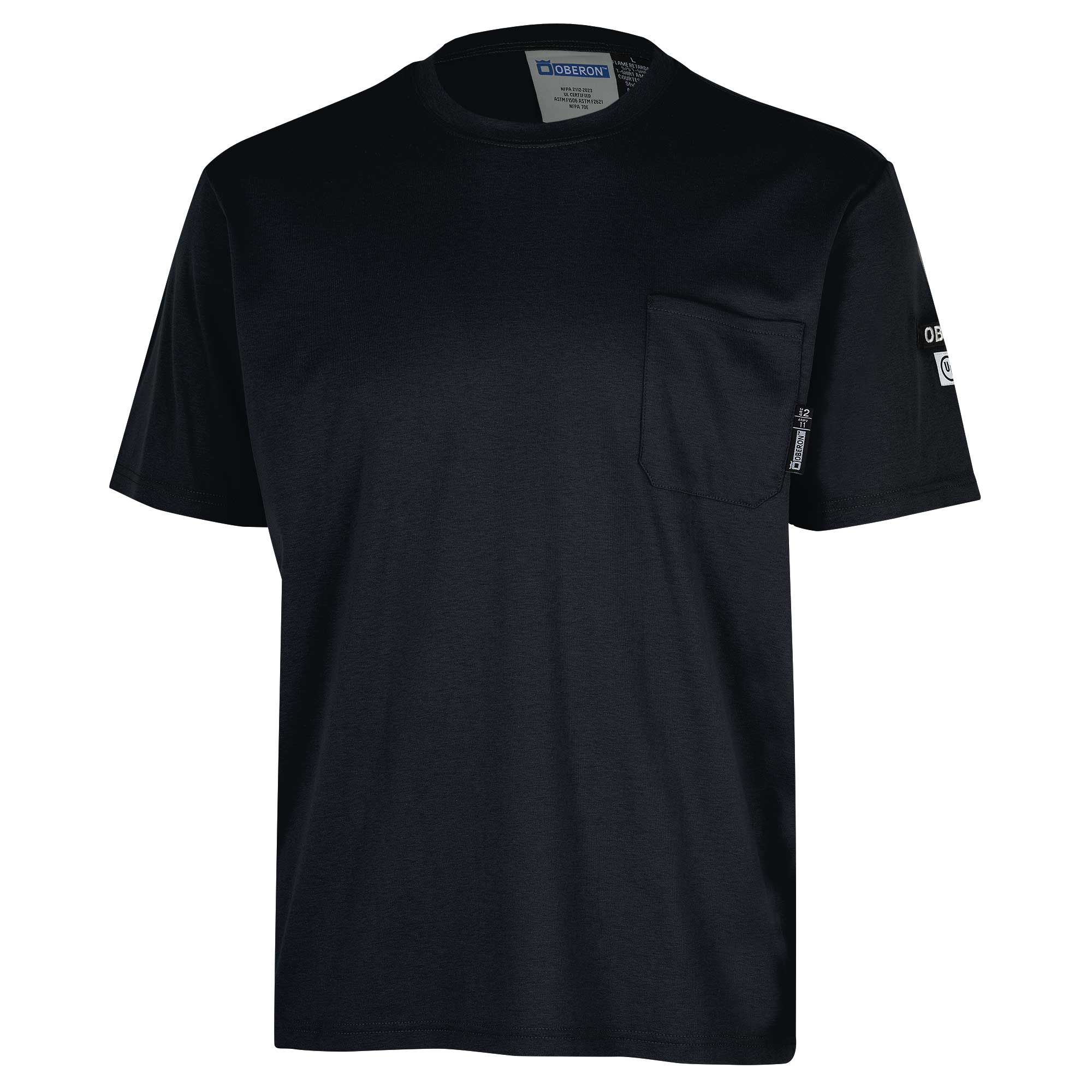 100% FR/Arc-Rated 7 oz Cotton Interlock Safety Shirt - Short Sleeves - Navy - XL product photo