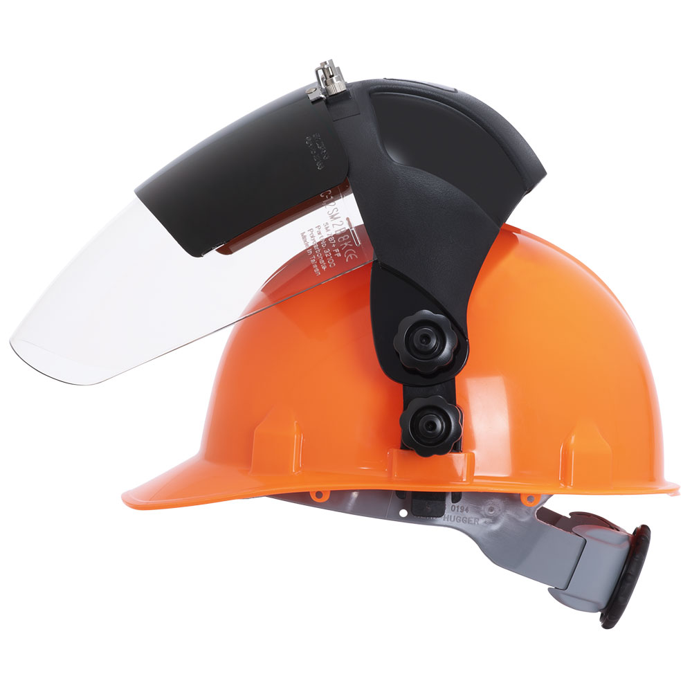 DP4 Series Face Shield with c/w Flip-Up IR Window - Universal Adaptor - Clear Anti-Fog Polycarbonate - Shade 6 Cobalt Blue product photo