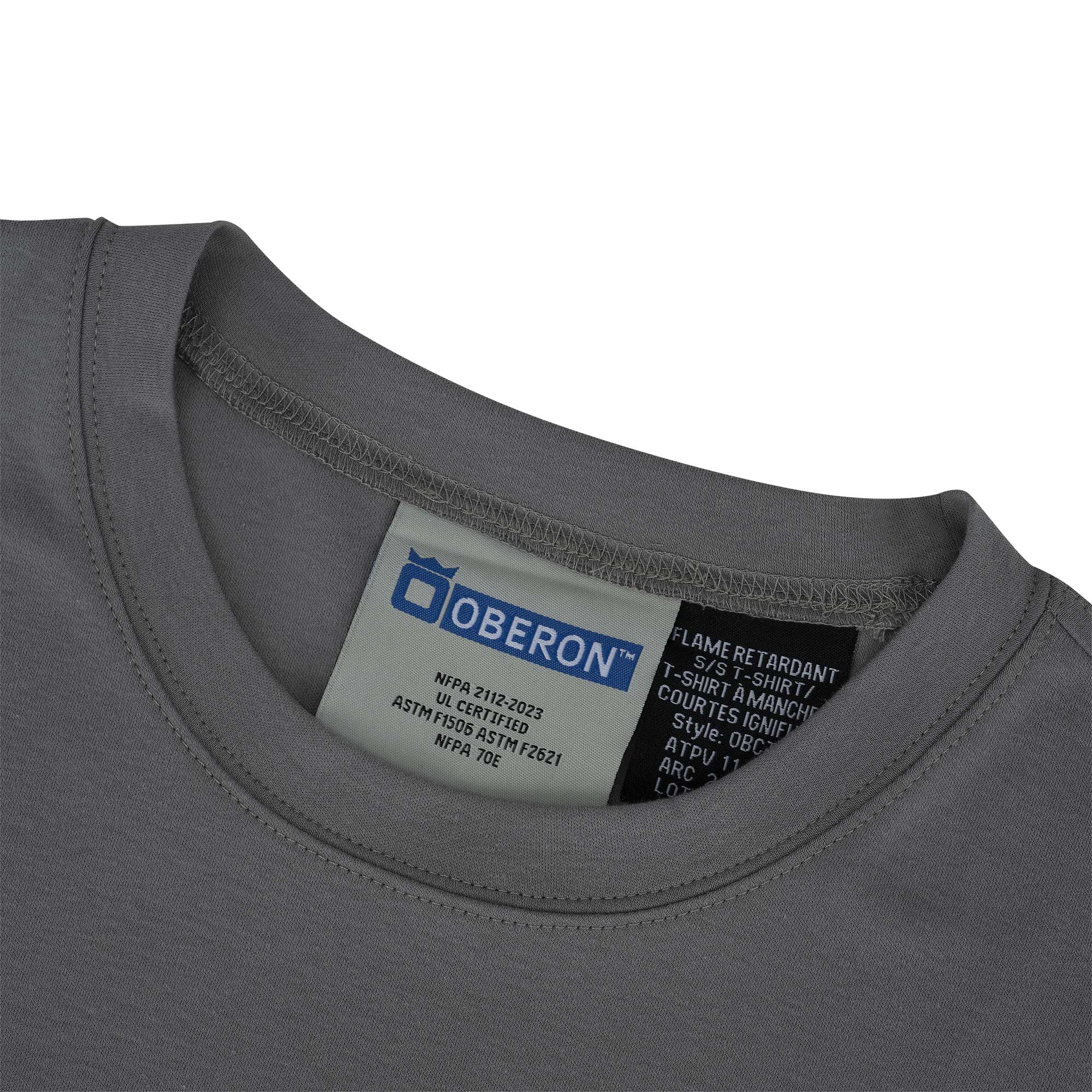 100% FR/Arc-Rated 7 oz Cotton Interlock Short-Sleeved Safety Shirt - Grey - XL product photo