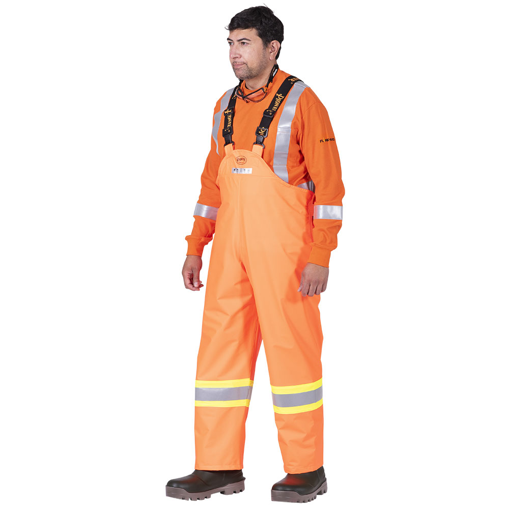 Hi-Vis Flame-Resistant Waterproof PU Stretch Bib Pants – Hi-Vis