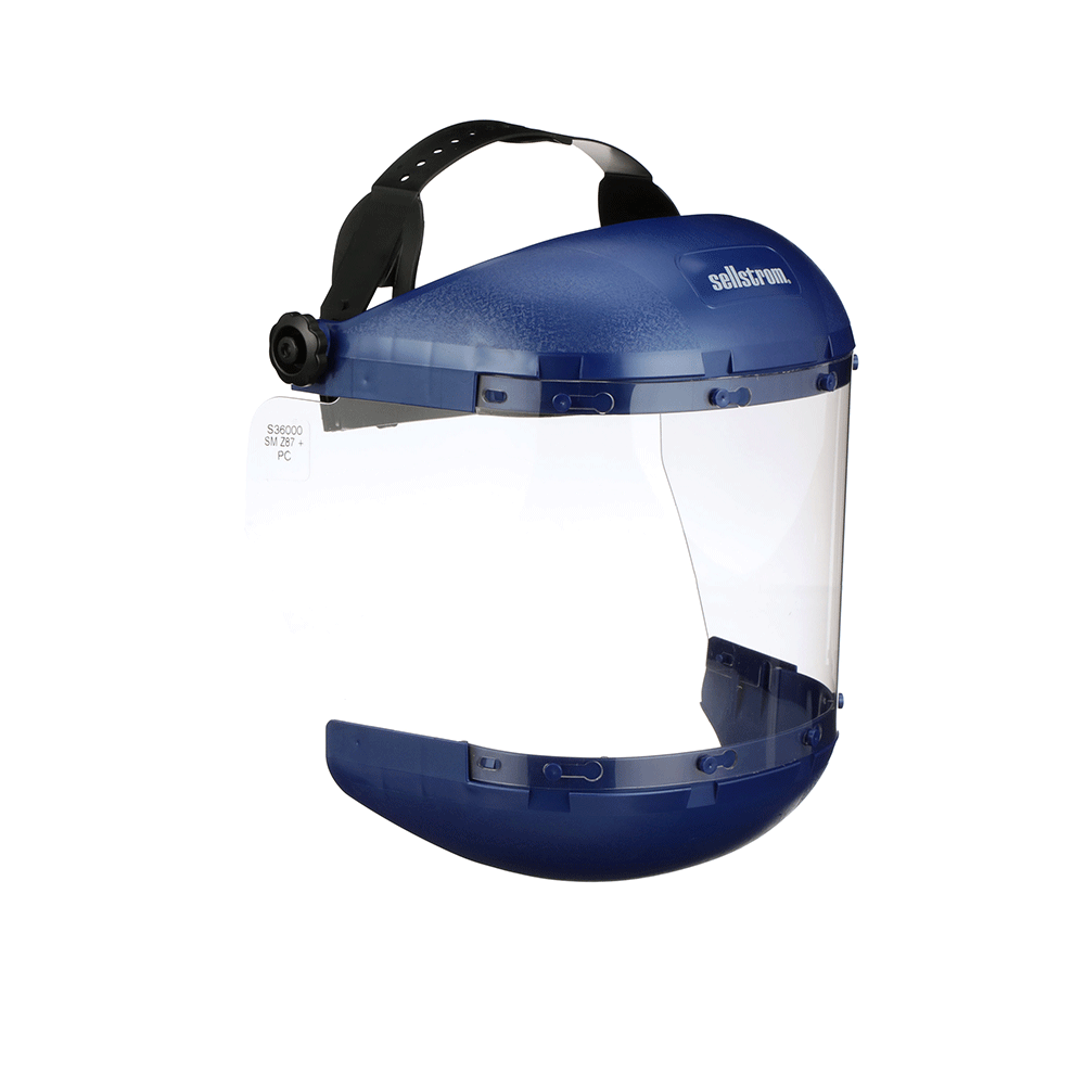 380 Premium Series Dual Crown Face Shield - Ratcheting - Acetate - Clear - Uncoated product photo