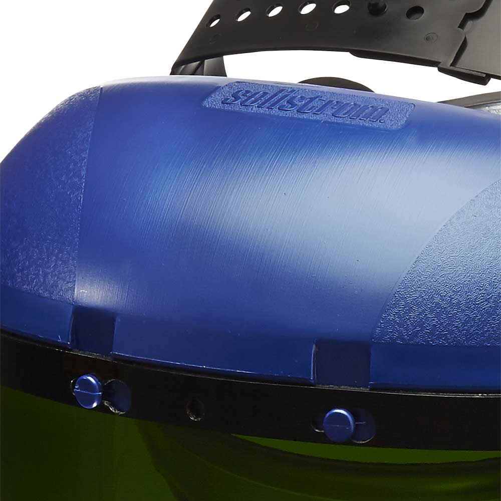 390 Premium Series Single Crown Face Shield - Ratcheting - Acetate - 8" x 12" x .060" -  Uncoated - Shade 5 IR product photo