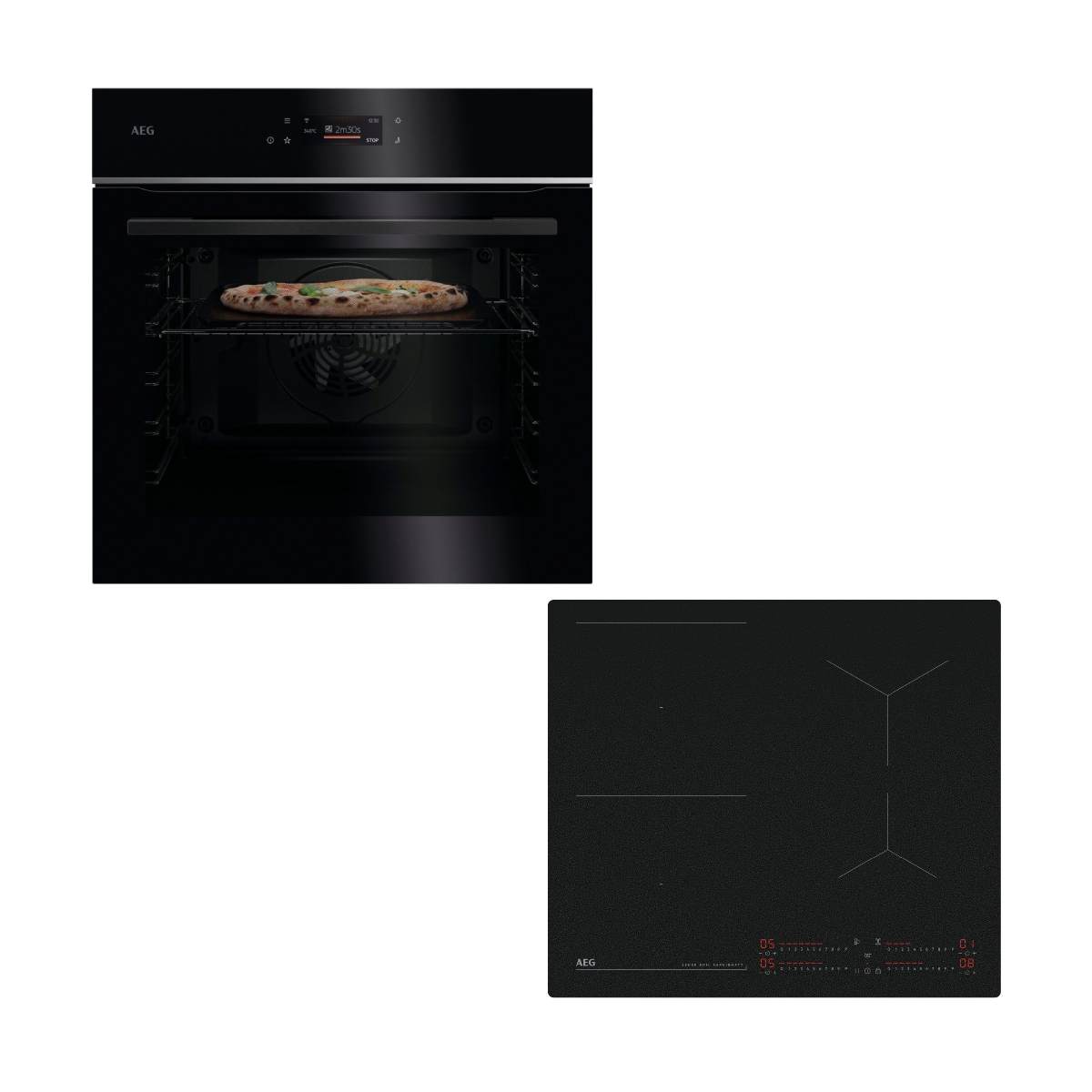Aeg Pizza Expert TX7PB63FSB Oven & TI64IB10IZ Ceramic Hob Built-In Set