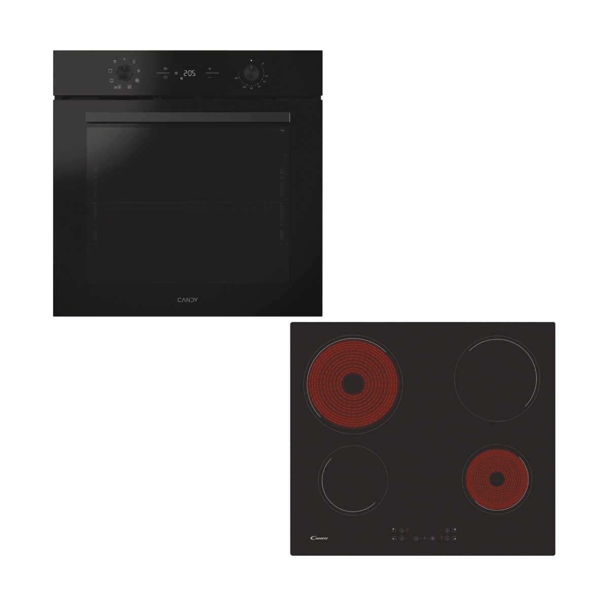 Candy CA6 NP3T3HTB Black Oven & CH64CCB/4U2 Ceramic Hob