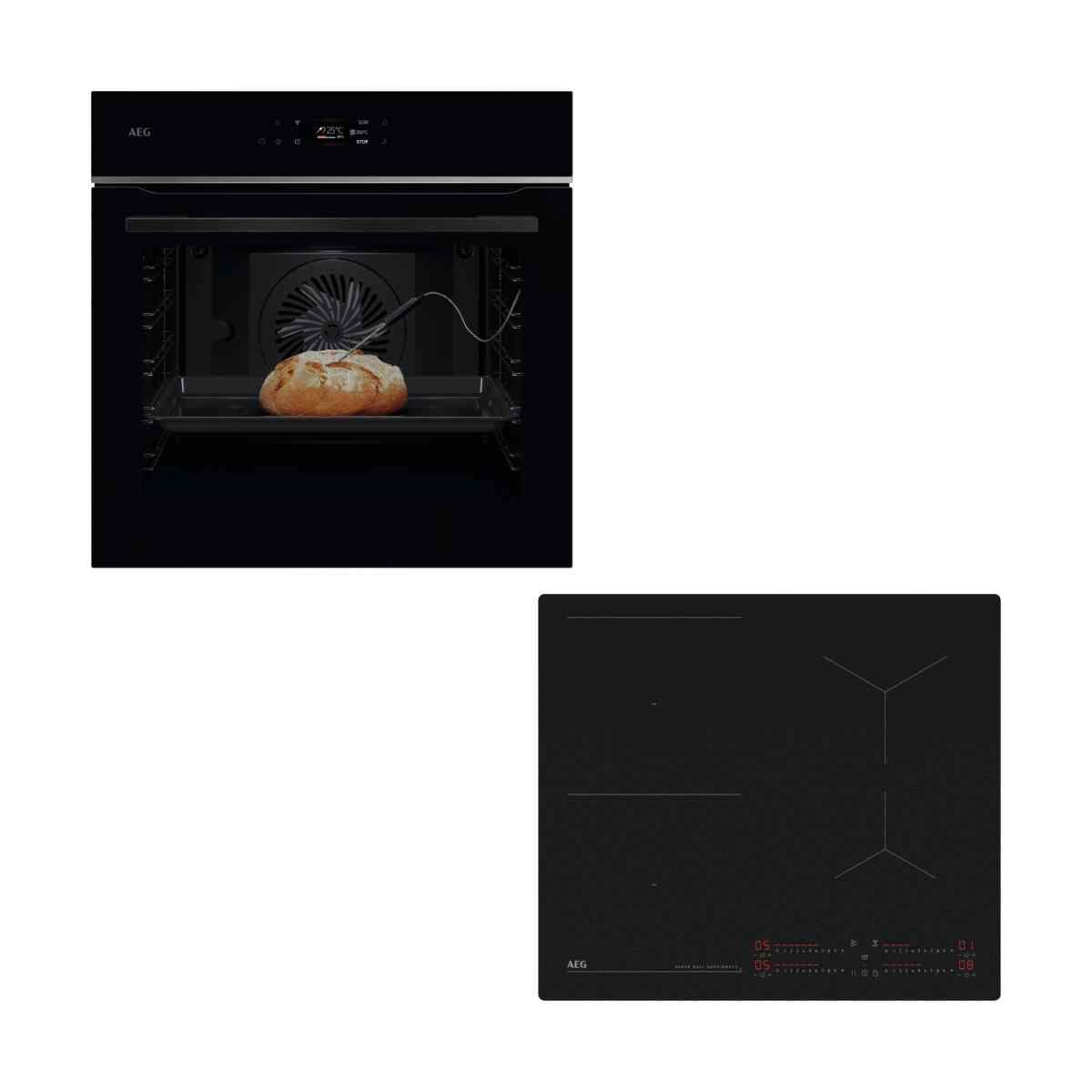 Aeg TE7PB63ZAB Oven & TI64IB10IZ Matt Black Induction Hob