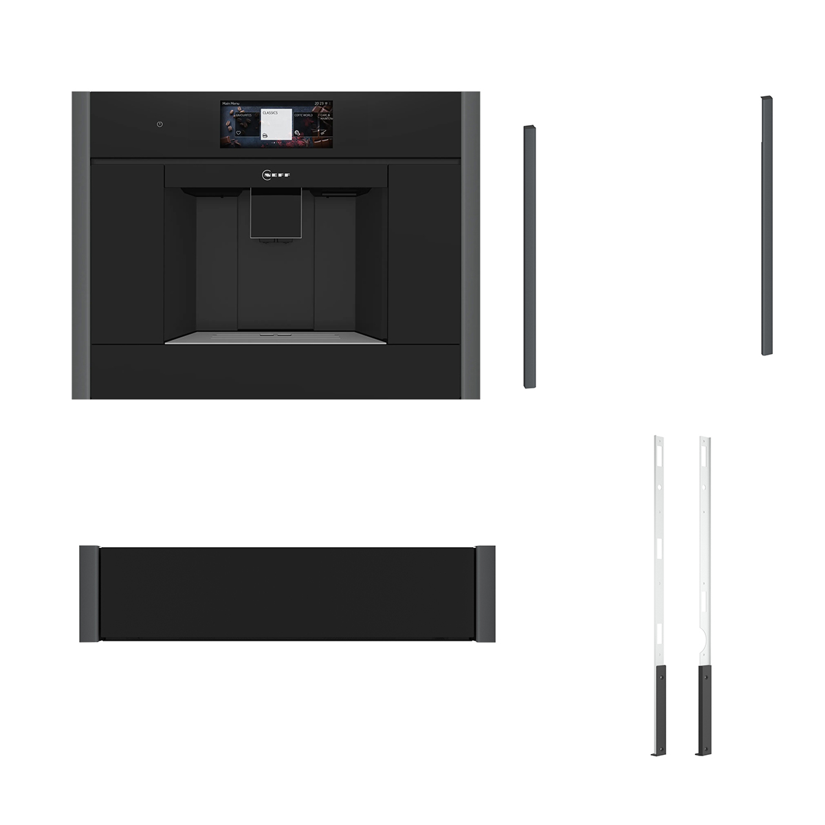 Neff N 90 CL9TX11Y0 Εντοιχιζόμενη Καφετιέρα & ZC060TY0 & N29HA11Y2 Θερμαινόμενο συρτάρι & ZC060AY0 60cm Anthracite Grey Flex Design Kit