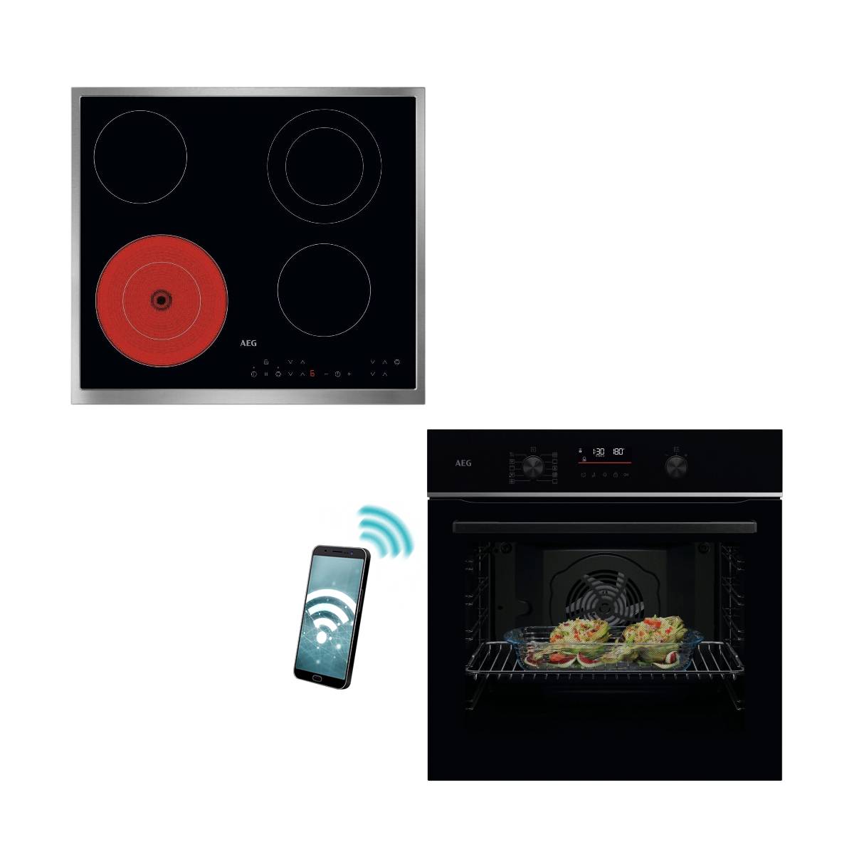Aeg OA5CB31SM Oven & ORN64A02XB 6 Zones Ceramic Hob