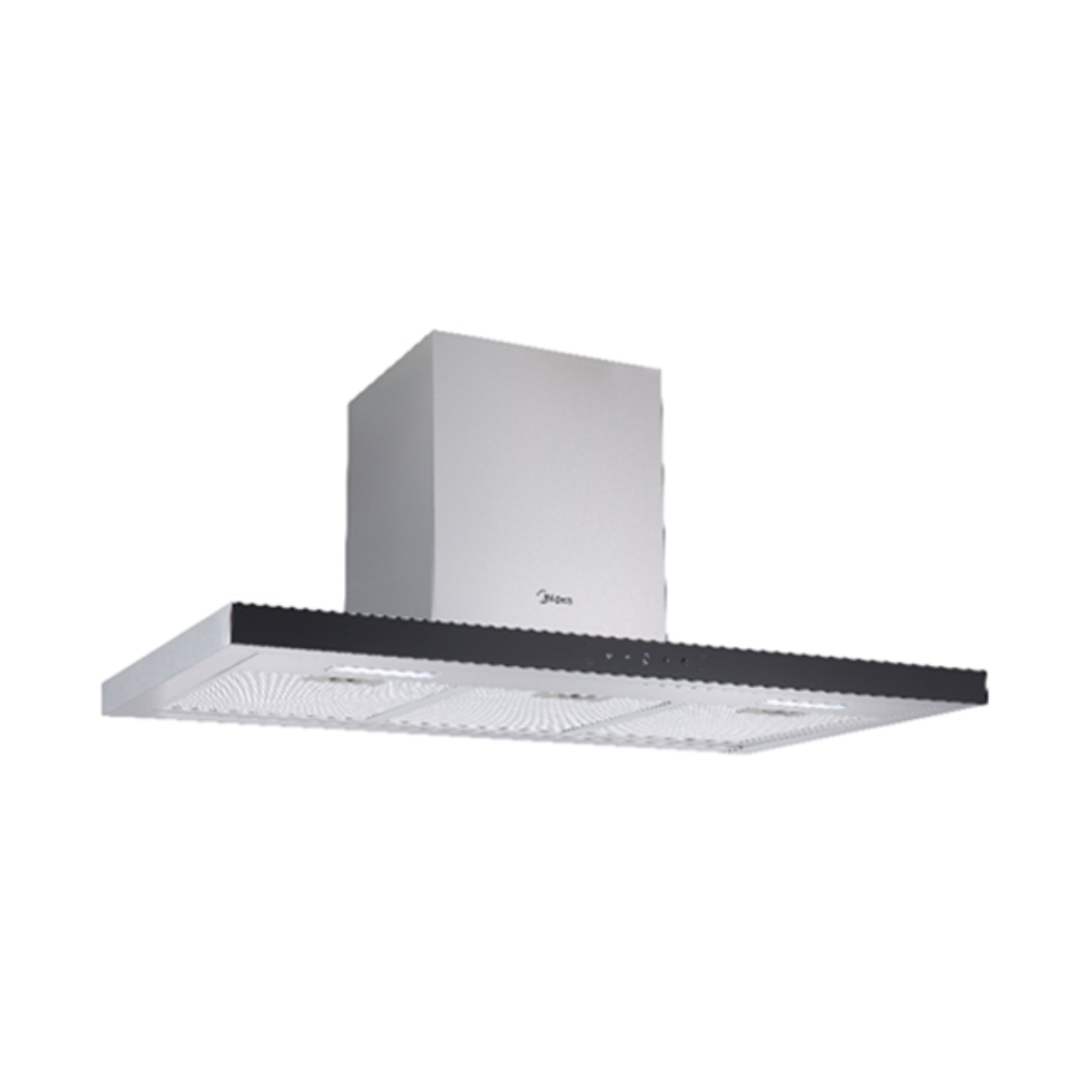 MIDEA MH90I4300X-CYP Απορροφητήρας Νησίδα 90 cm, Ανοξείδωτο Ατσάλι με Μαύρο Πάνελ