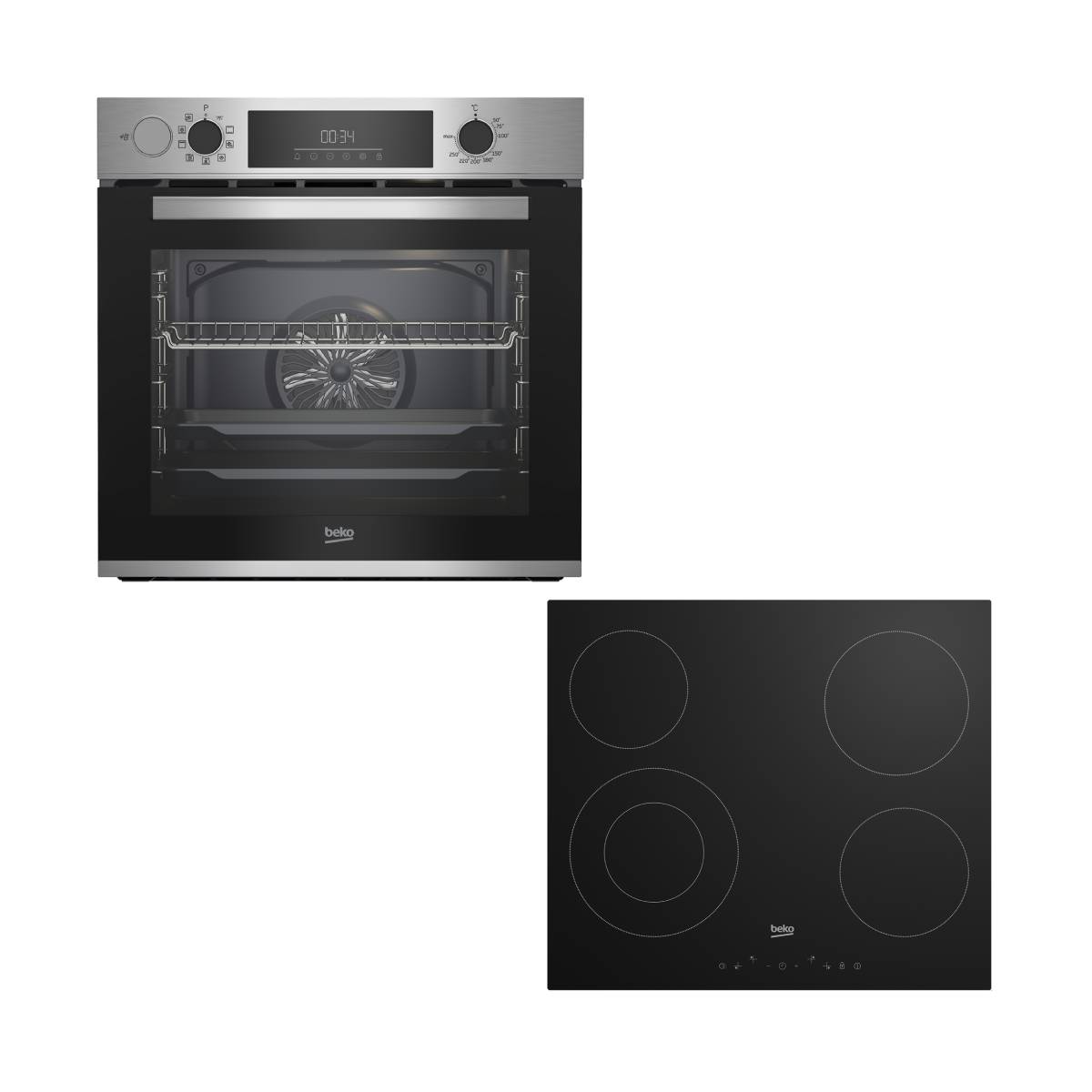 Beko BBIS12300XDE Oven & HIC 64402 E Hob