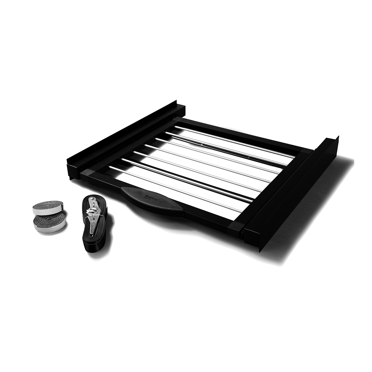 Roller Washer/Dryer Connection Base with Drying Rack Black