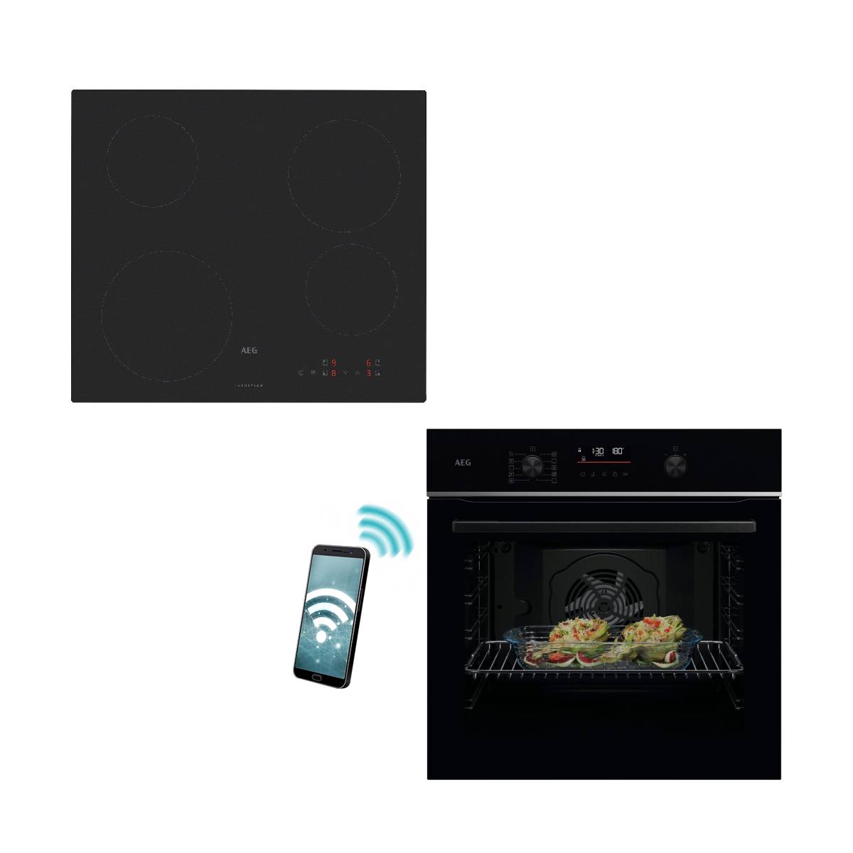 Aeg TU5PB431SB Black Φούρνος & TM64IA00CL Matt Black