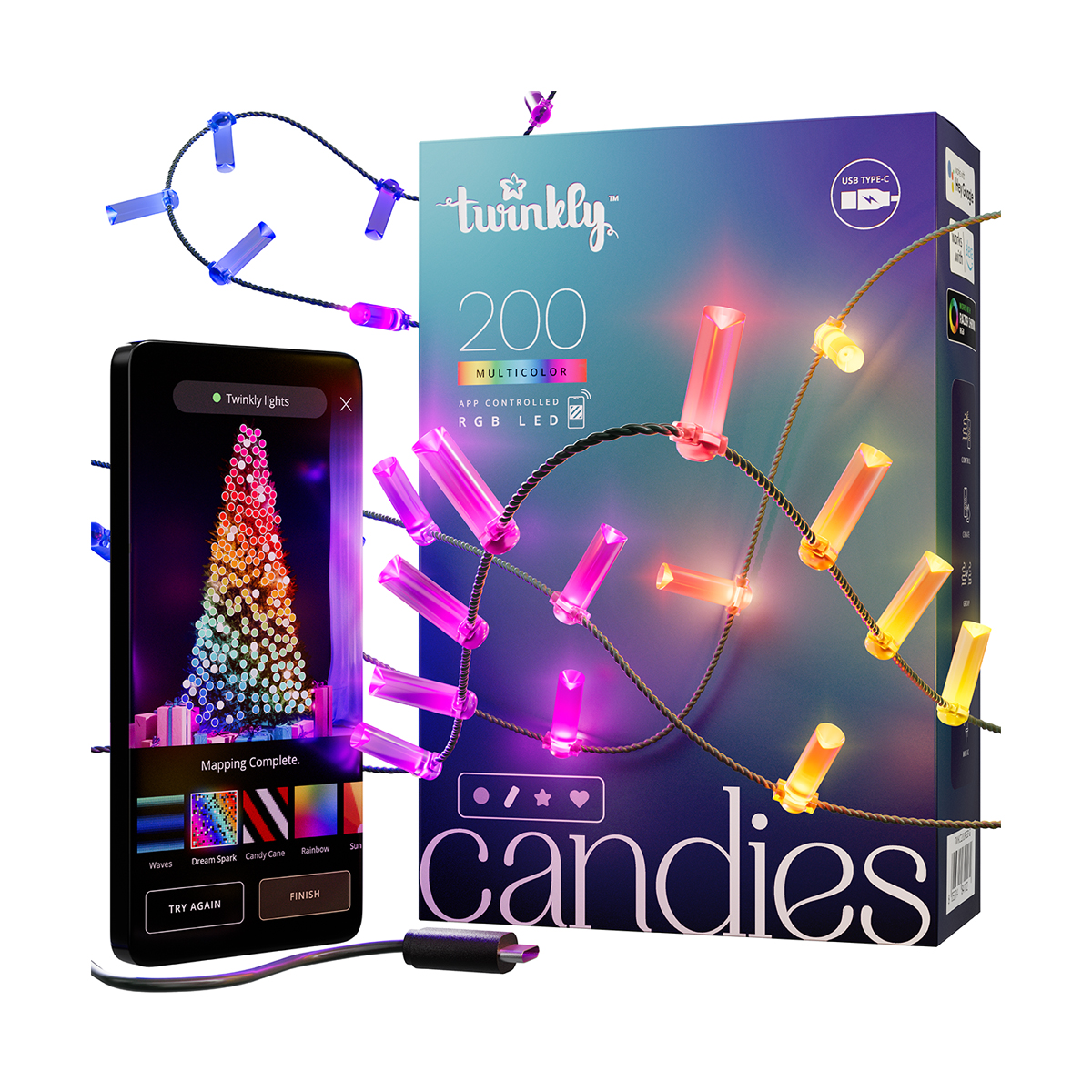 Twinkly Candle Shape 200xRGB Led 7mm