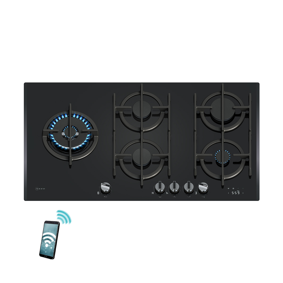 Neff T29RHS4S0 Glass Gas Hob 90 cm, Black