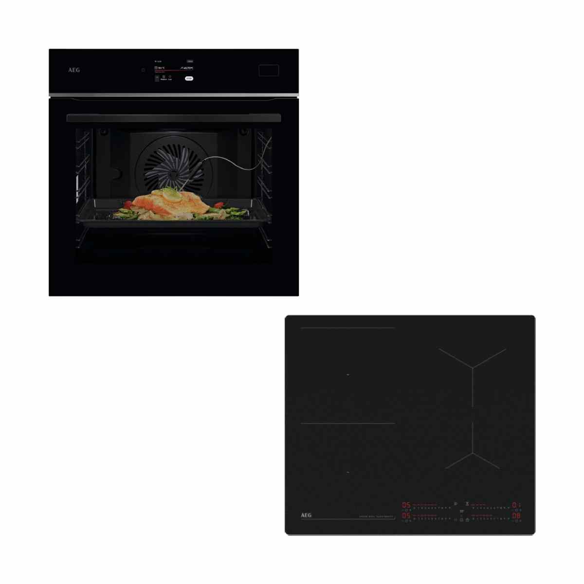 Aeg TB8SB73ZAB Black Oven & TI64IB10IZ Matt Black Induction Hob