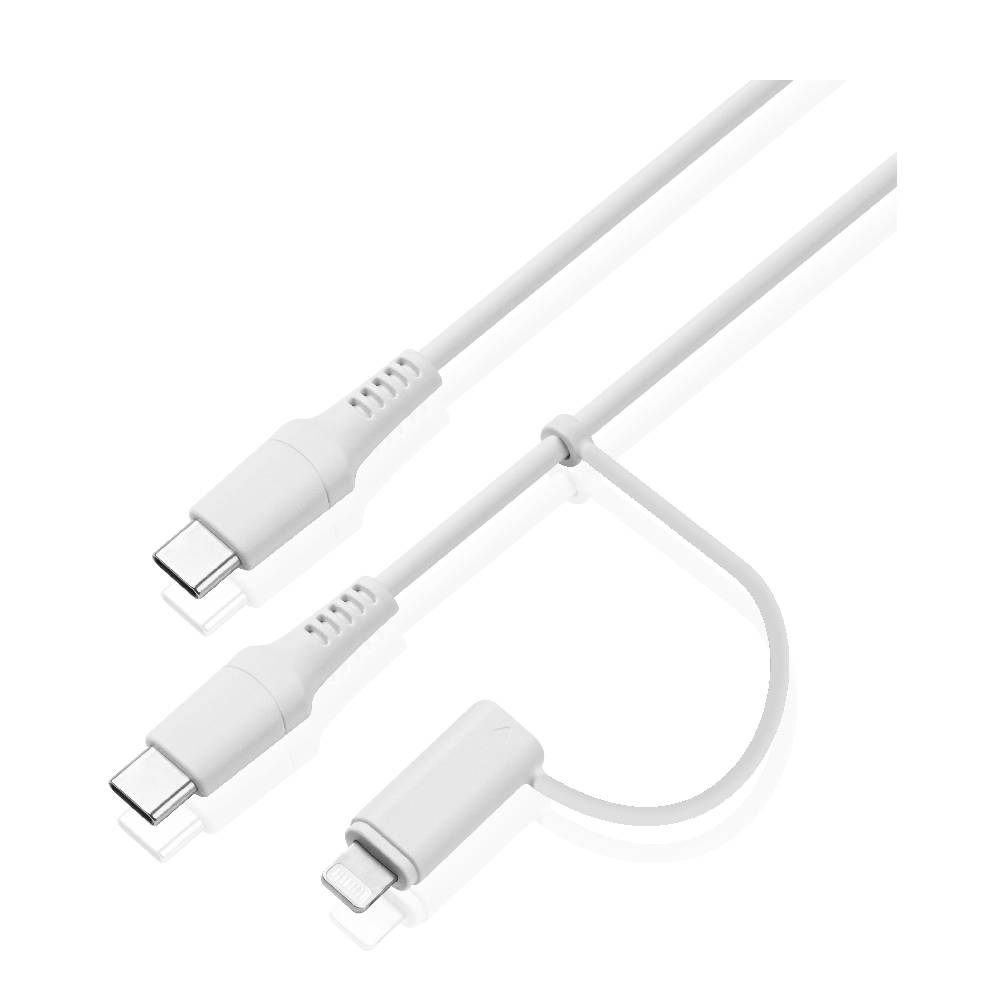 Sandstrom USB-C to USB-C & Lightning 1m White