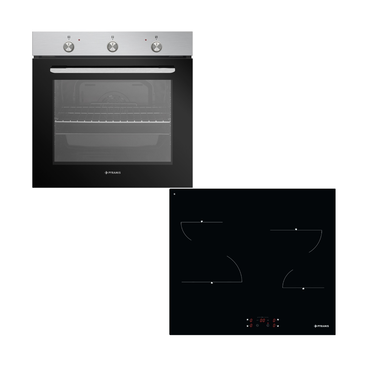 Pyramis PO78021008PIX Inox Oven & PHC62410FMB Ceramic Hob