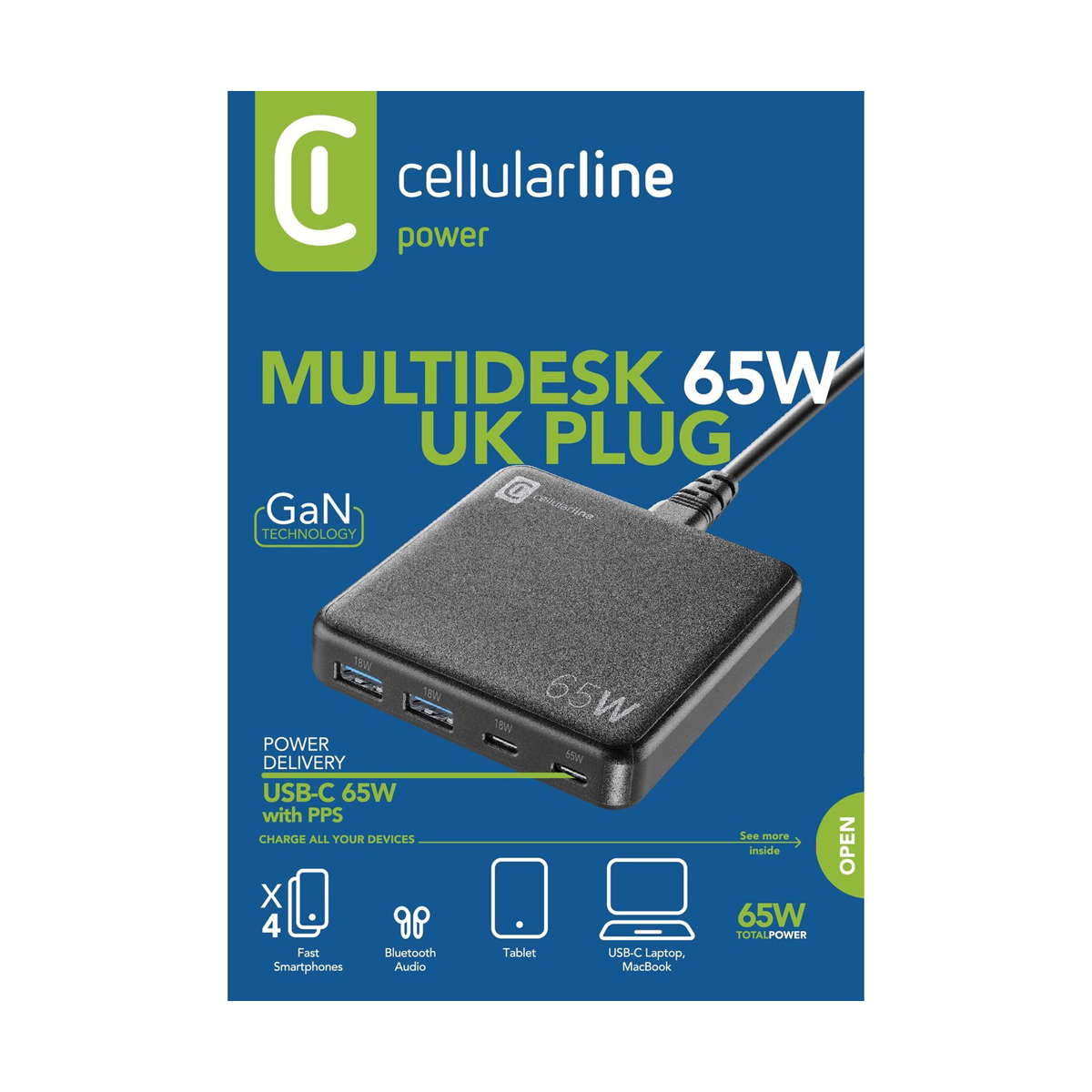 Cellular Line 4 Port 65Watt UK Black