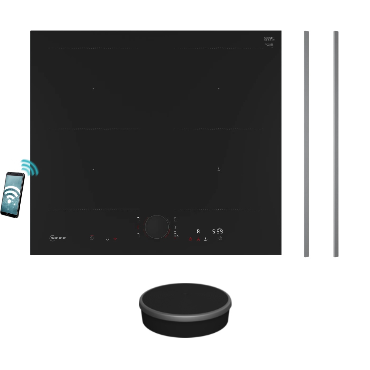 Neff T66YYY4B0 Induction Hob & Z9801TWAY0 Twist Pad & Z9802PFAY0 Anthracite Grey Flex Design