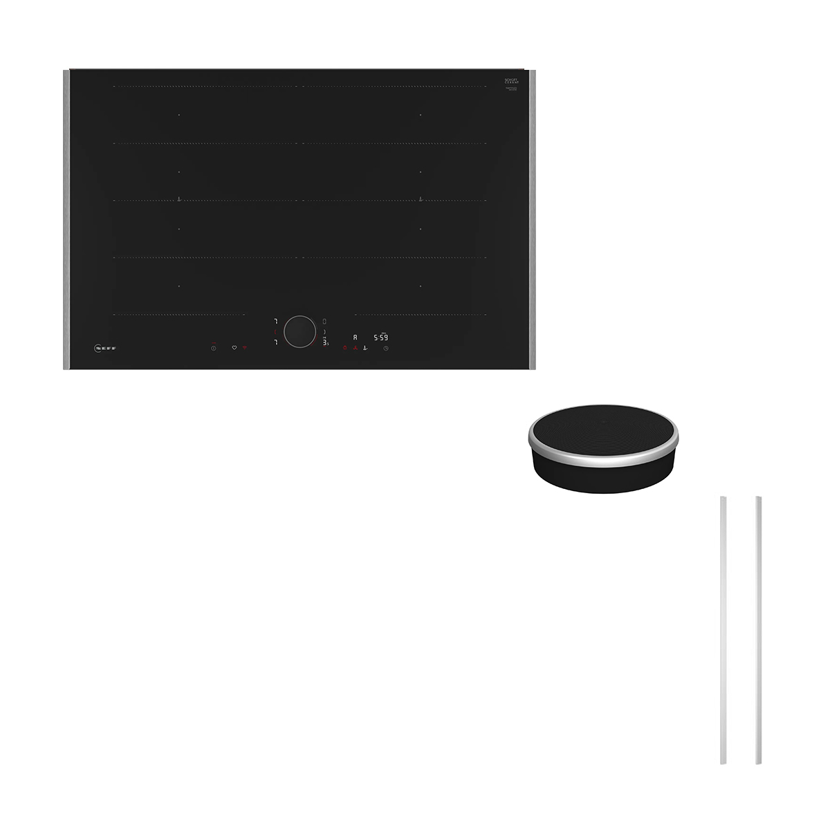 Neff NFLIN80M0 Induction Hob T68YYY4C0 & Twist Pad Flex & 52.6 cm Metallic Silver Flex Design Kit