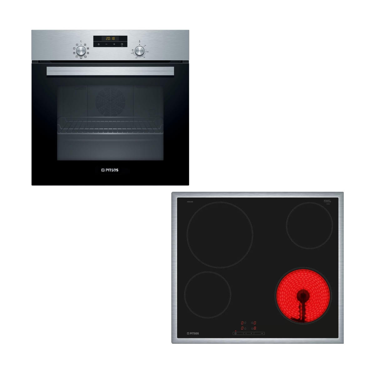 Pitsos PH10M40X2 Inox Oven & Family CRE645S06 Ceramic Hob