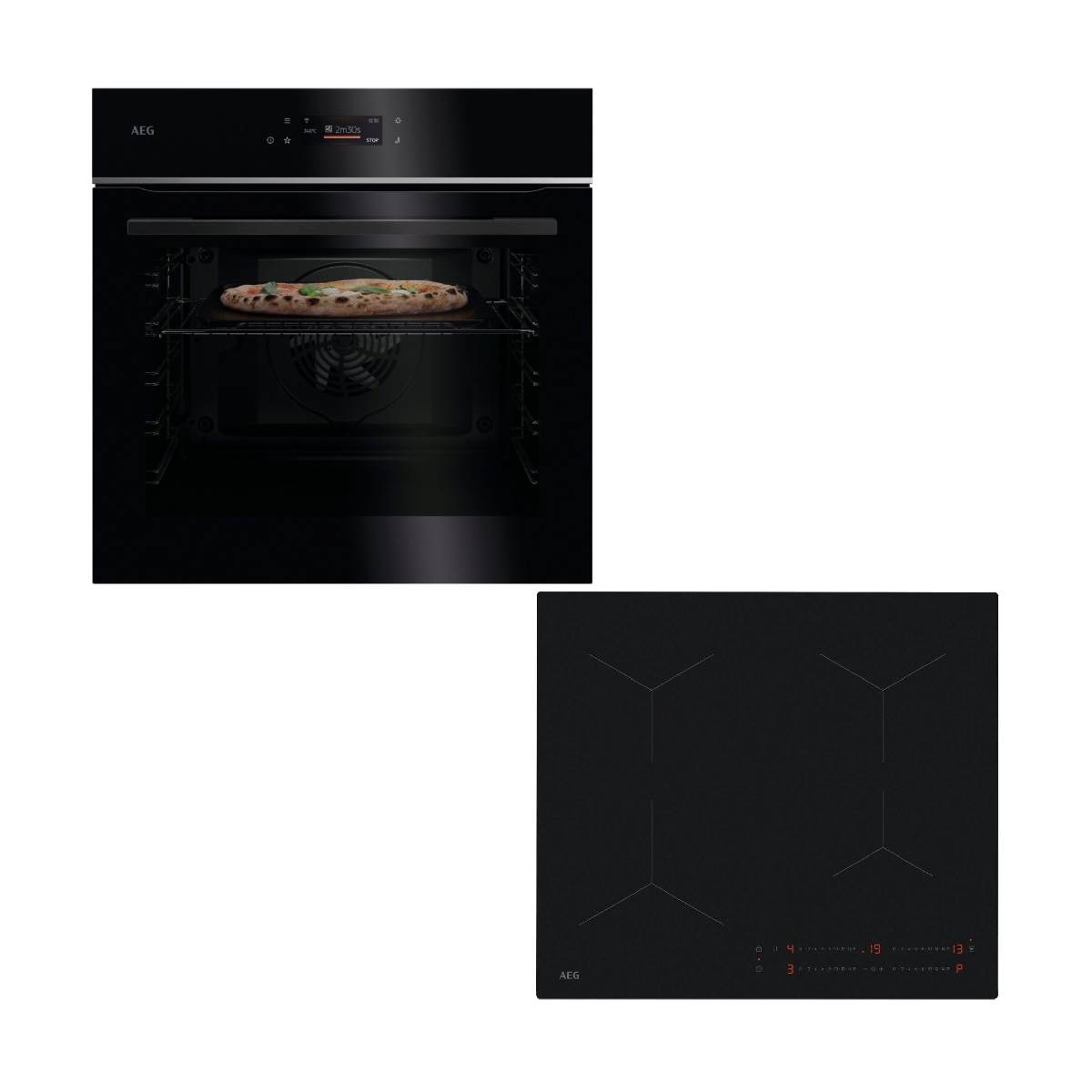 Aeg Pizza Expert TX7PB63FSB Oven & 5000 Induction TO64IA0AIT Ceramic Hob Built-in Set