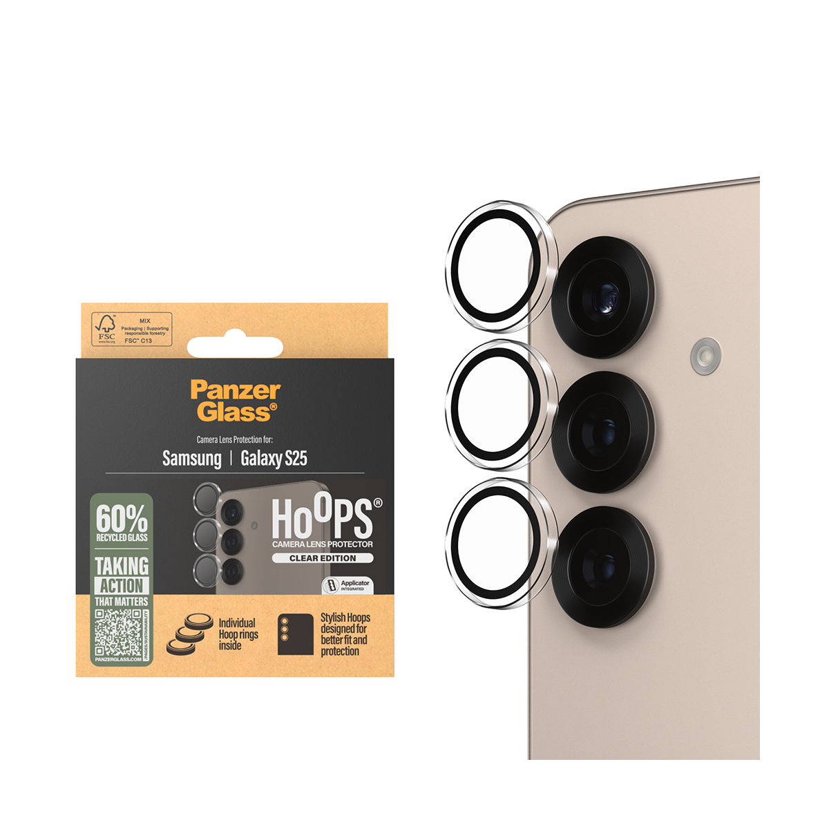 PanzerGlass Samsung Galaxy S25 Hoops Camera Lens Protector Transparent