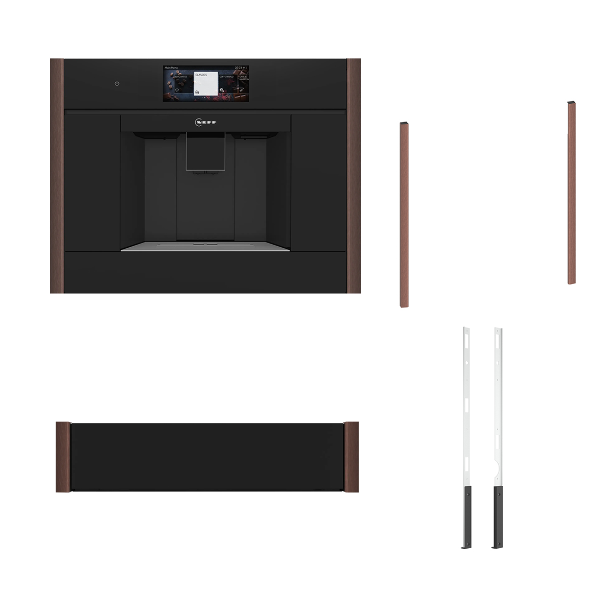 Neff N 90 CL9TX11Y0 Εντοιχιζόμενη Καφετιέρα & ZC060TY0 & N29HA11Y2 Θερμαινόμενο συρτάρι & ZC060BY0 60cm Brushed Bronze Flex Design Kit